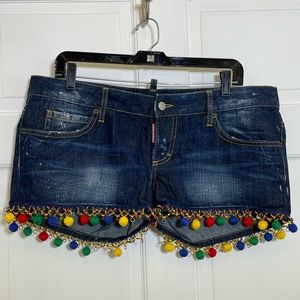 SOLD NWOT DSquared2 Pom Pom Jean Shorts